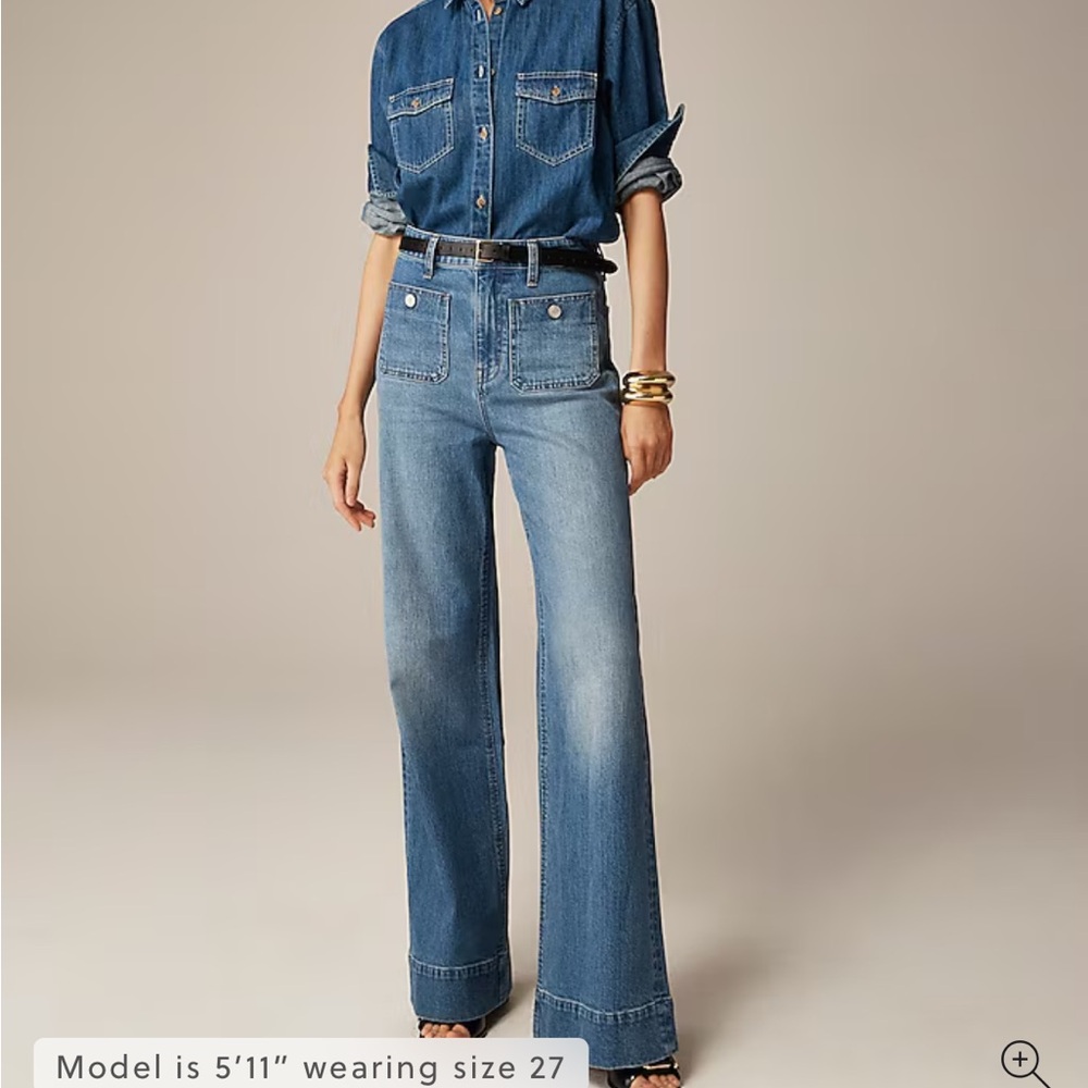 J. Crew NWT High-rise Sailor denim trouser in 1996 semi-stretch